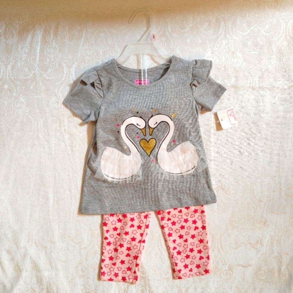 Swiggles Matching Shirt and Pants Set Swans and Stars- NEW!
